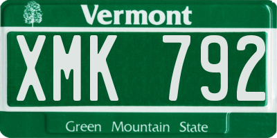 VT license plate XMK792
