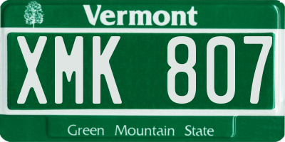 VT license plate XMK807
