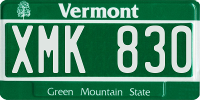 VT license plate XMK830