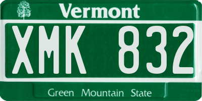 VT license plate XMK832