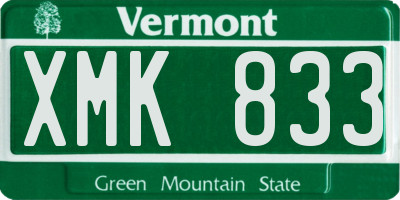 VT license plate XMK833