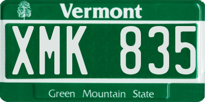 VT license plate XMK835