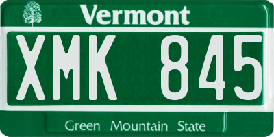 VT license plate XMK845