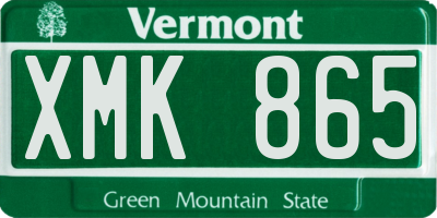 VT license plate XMK865