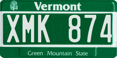 VT license plate XMK874