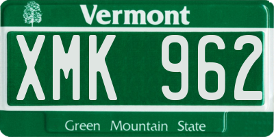 VT license plate XMK962