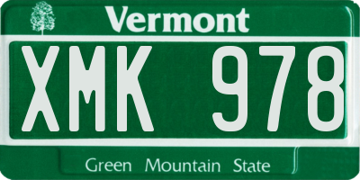 VT license plate XMK978