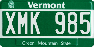 VT license plate XMK985