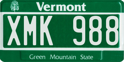 VT license plate XMK988