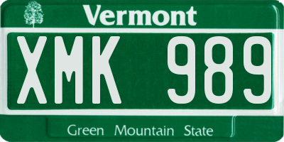 VT license plate XMK989
