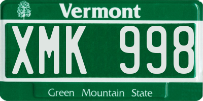 VT license plate XMK998