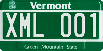 VT license plate XML001
