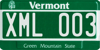VT license plate XML003