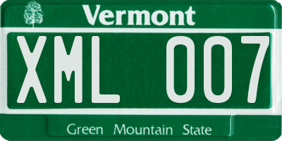 VT license plate XML007