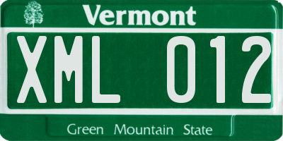 VT license plate XML012
