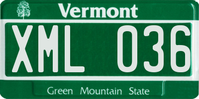 VT license plate XML036