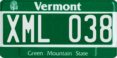 VT license plate XML038