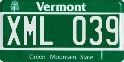 VT license plate XML039