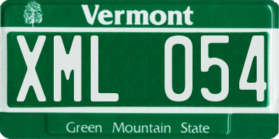 VT license plate XML054