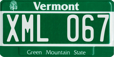 VT license plate XML067