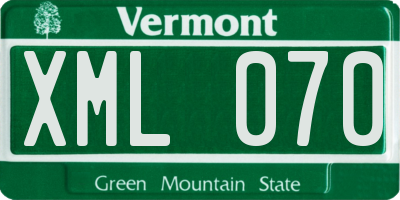 VT license plate XML070