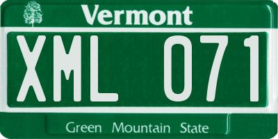 VT license plate XML071