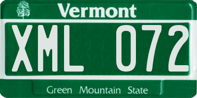 VT license plate XML072