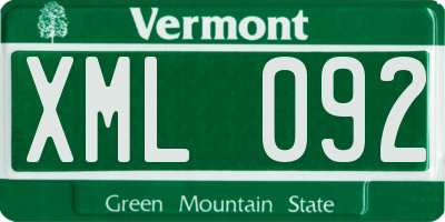 VT license plate XML092