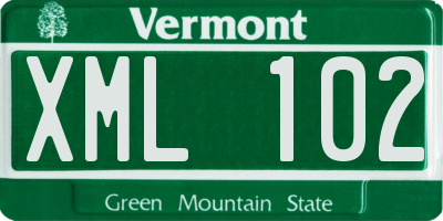 VT license plate XML102