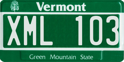 VT license plate XML103