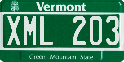 VT license plate XML203