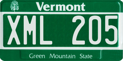 VT license plate XML205
