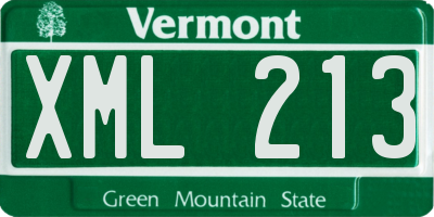 VT license plate XML213