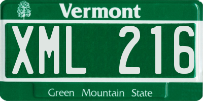 VT license plate XML216