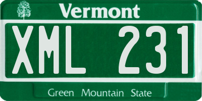 VT license plate XML231