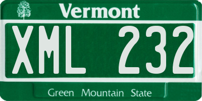 VT license plate XML232