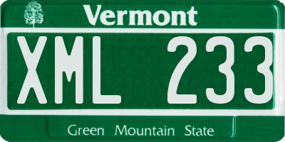 VT license plate XML233