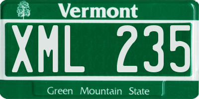 VT license plate XML235