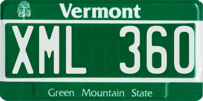 VT license plate XML360
