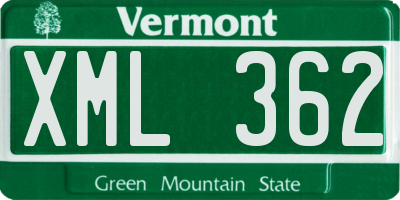 VT license plate XML362