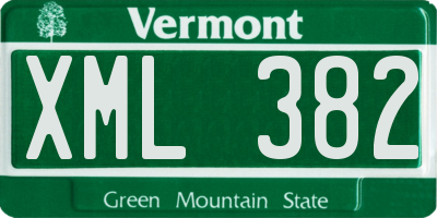 VT license plate XML382