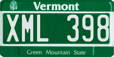 VT license plate XML398