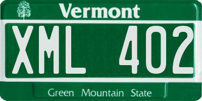 VT license plate XML402