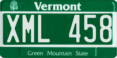 VT license plate XML458