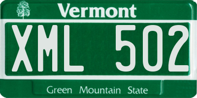 VT license plate XML502
