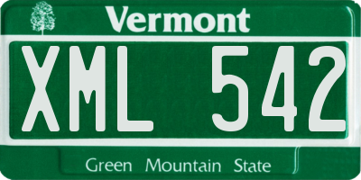 VT license plate XML542
