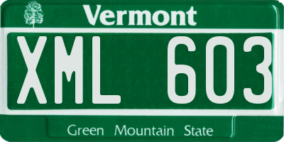 VT license plate XML603