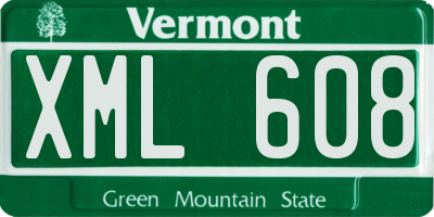 VT license plate XML608