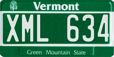 VT license plate XML634