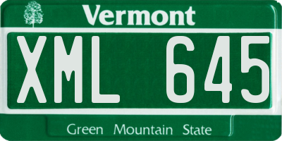 VT license plate XML645